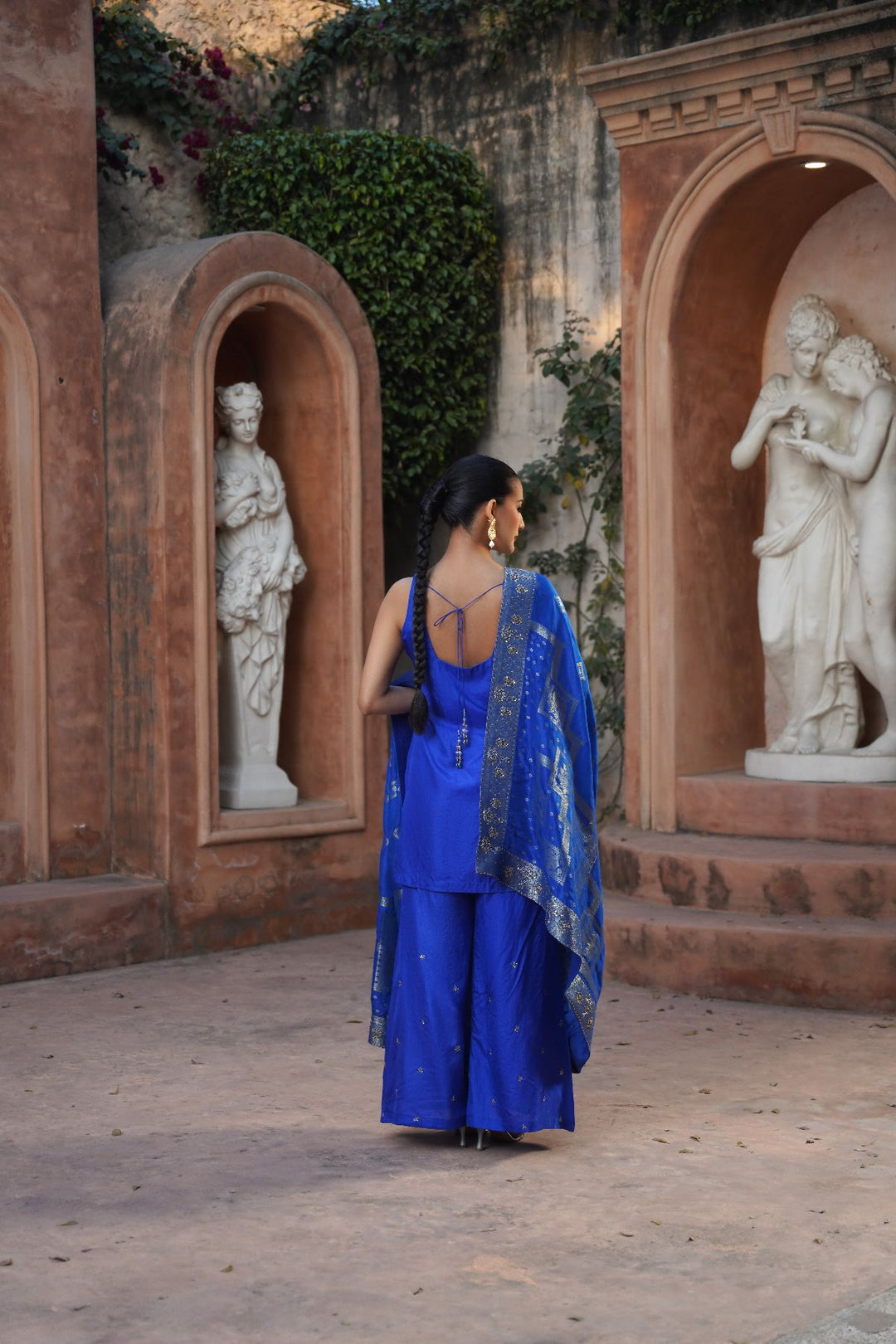 Samira Silk Suit Set - Blue
