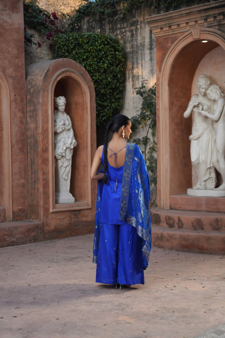 Samira Silk Suit Set - Blue