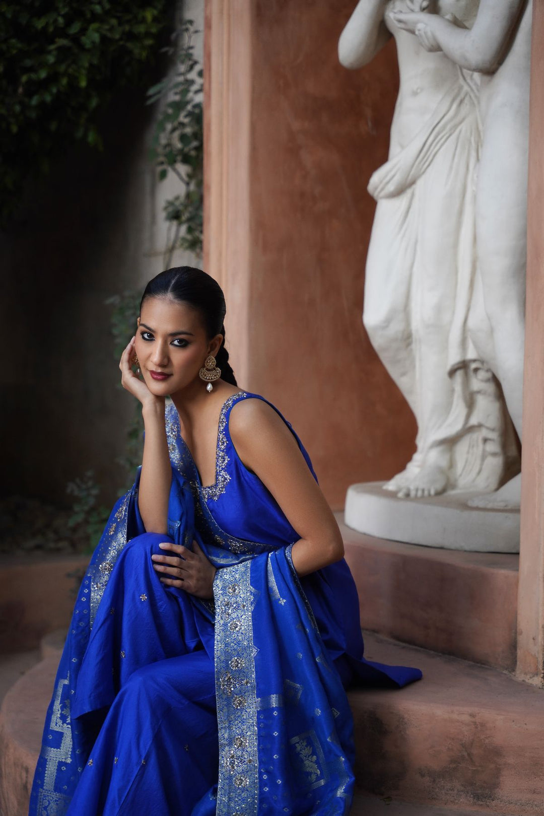 Samira Silk Suit Set - Blue