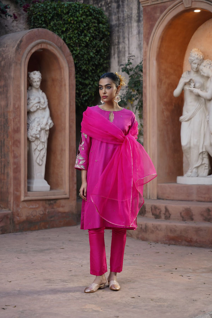 Seraya Silk Suit Set- Pink