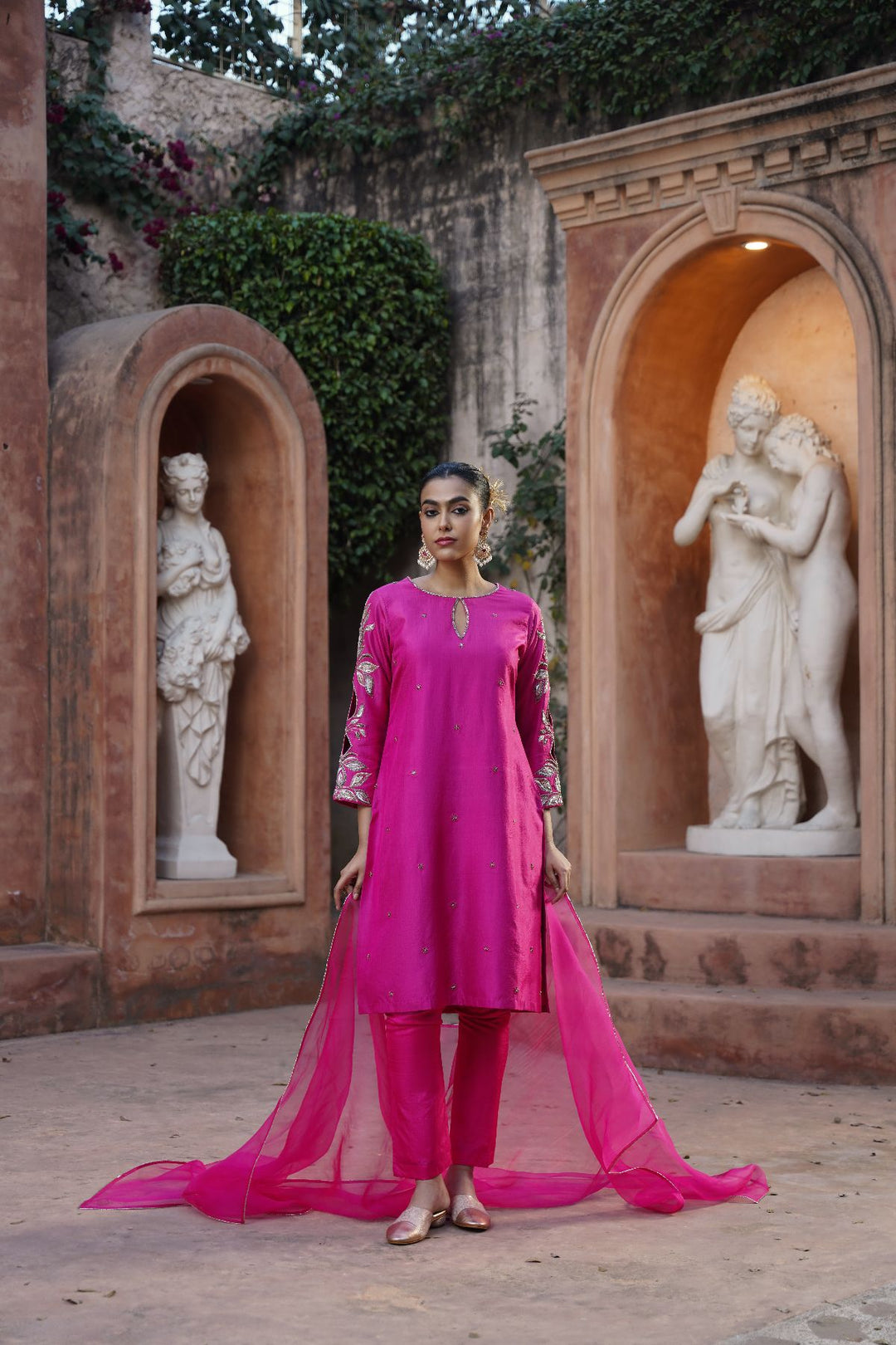 Seraya Silk Suit Set- Pink