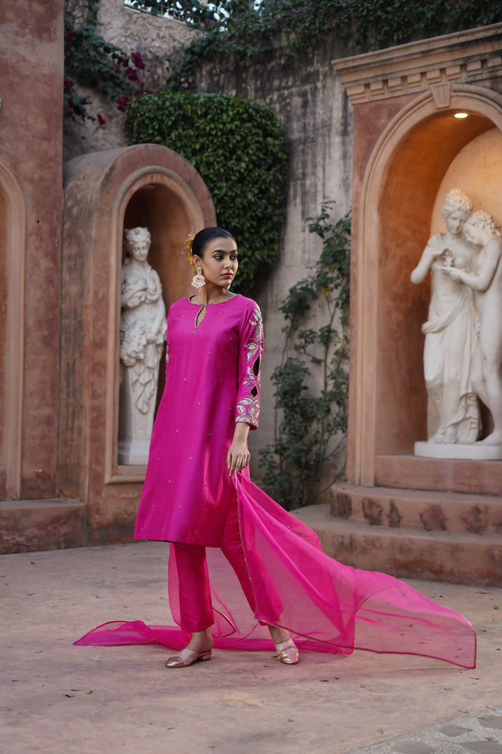 Seraya Silk Suit Set- Pink