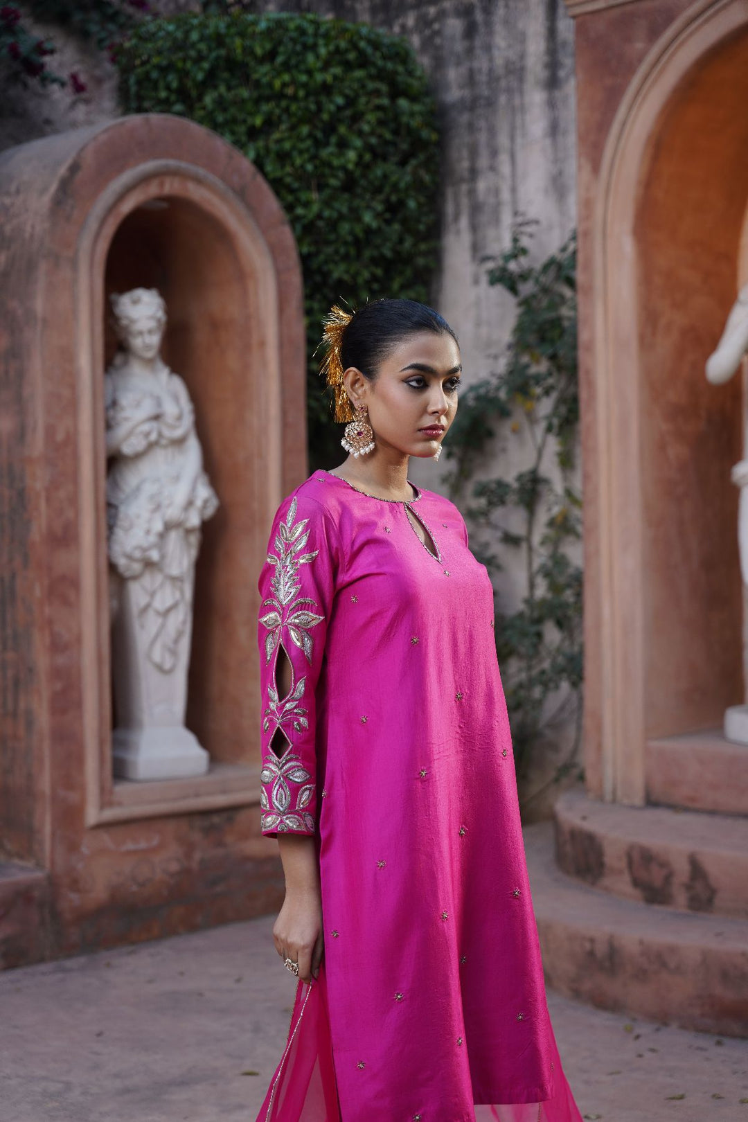 Seraya Silk Suit Set- Pink