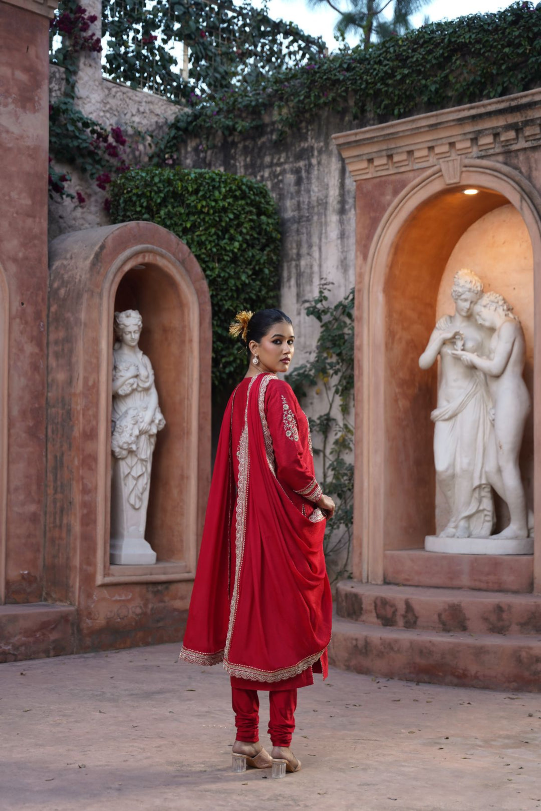 Raha Silk Suit Set -  Red