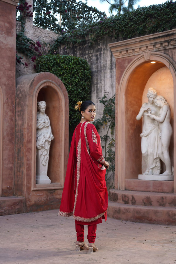 Raha Silk Suit Set -  Red
