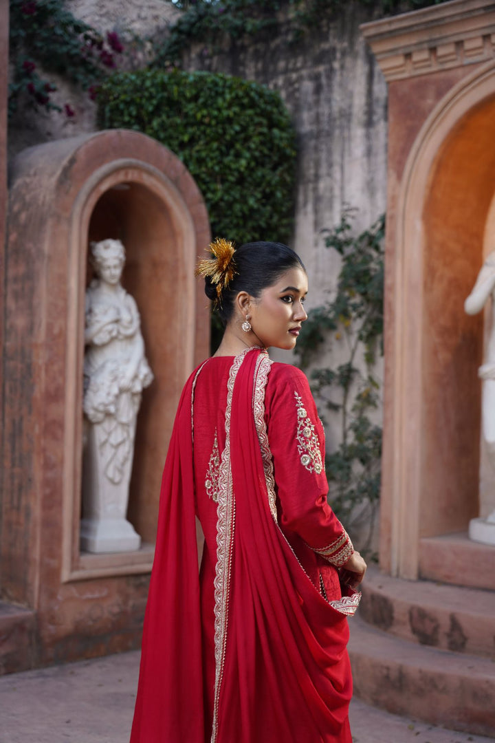 Raha Silk Suit Set -  Red