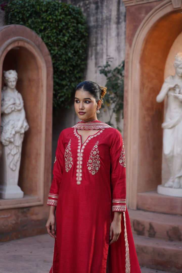 Raha Silk Suit Set -  Red
