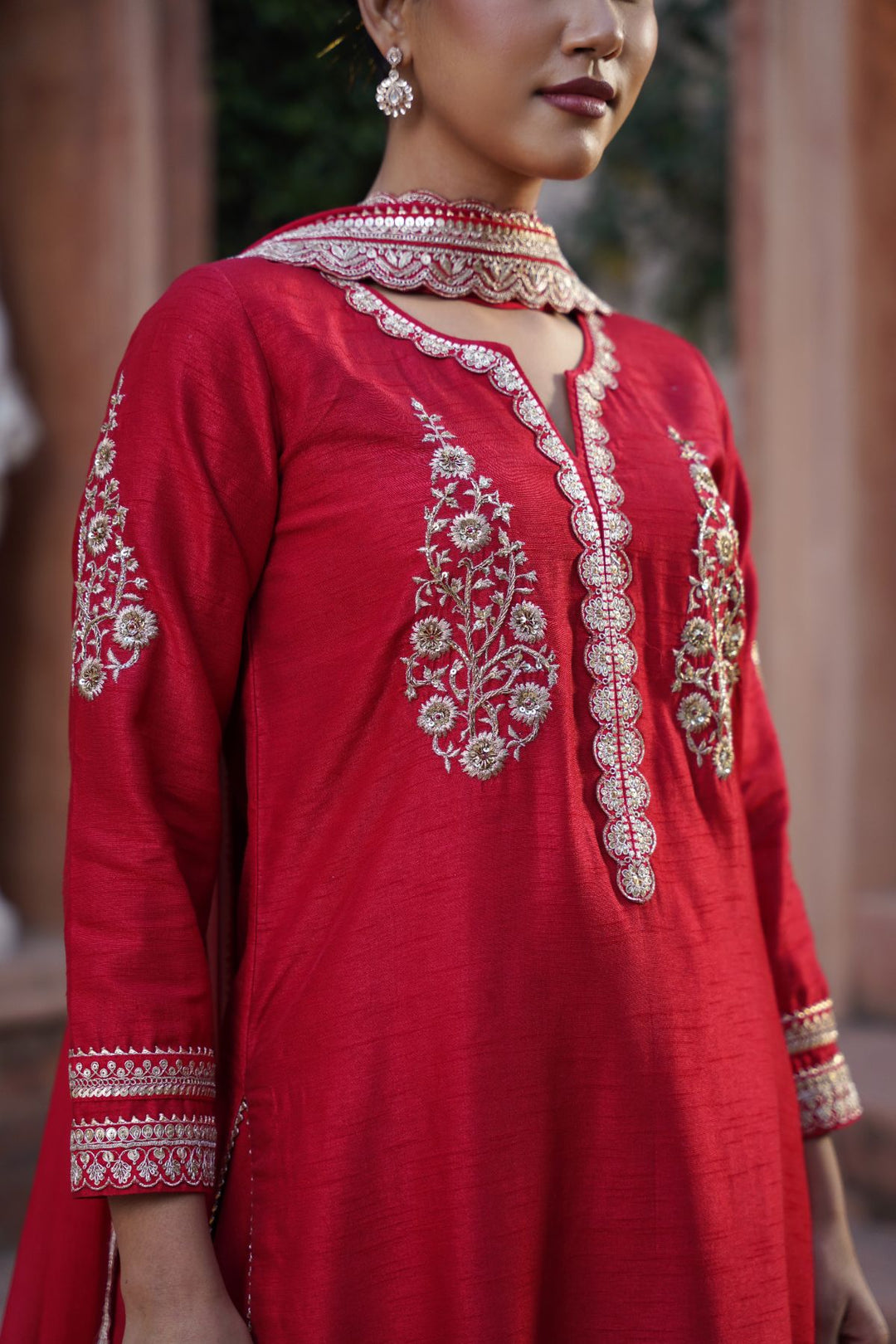 Raha Silk Suit Set -  Red