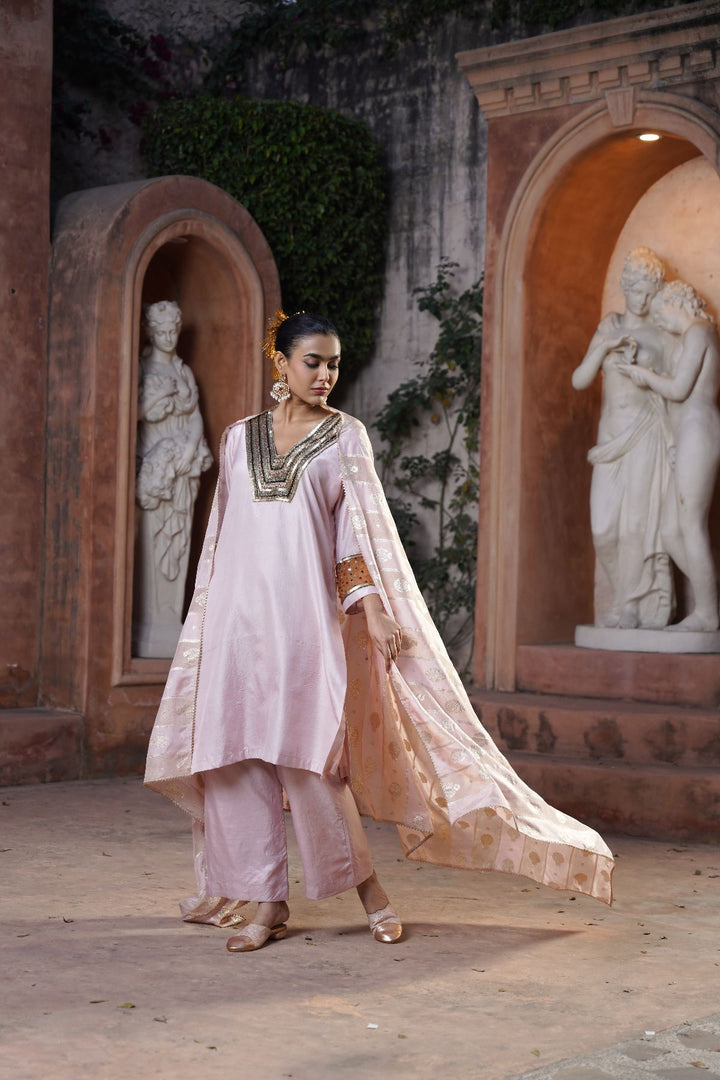 Velina Silk Suit Set- Blush