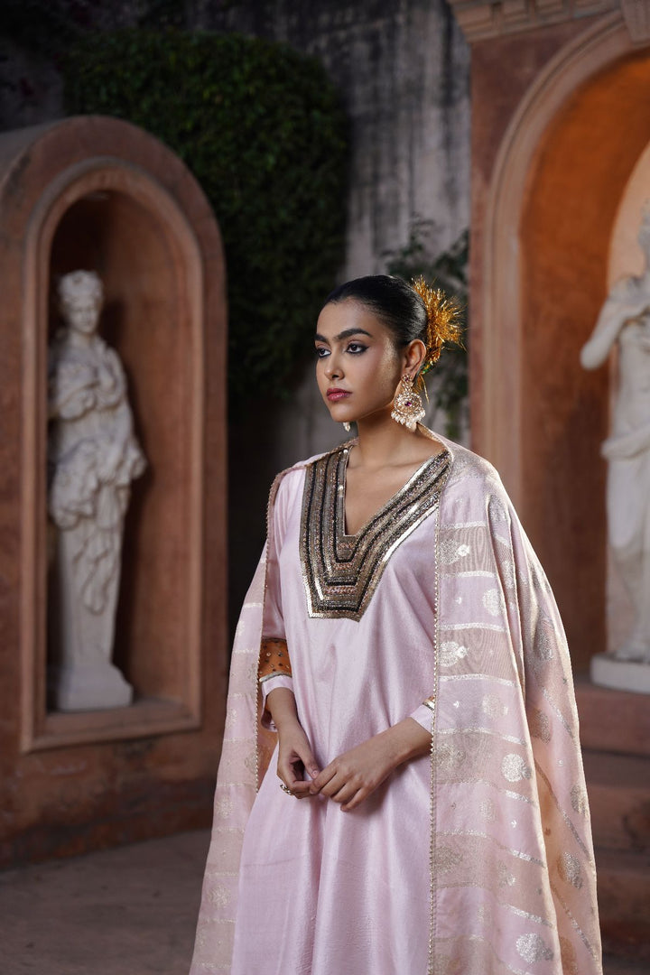 Velina Silk Suit Set- Blush