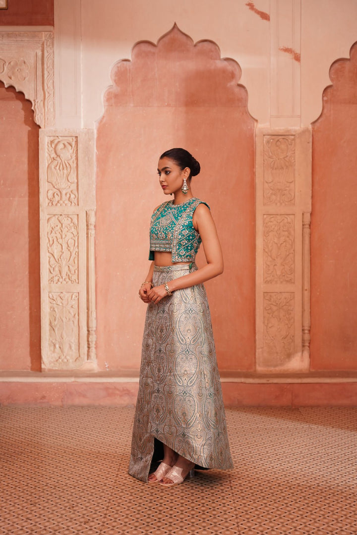 Meher Skirt Set - Emerald Green