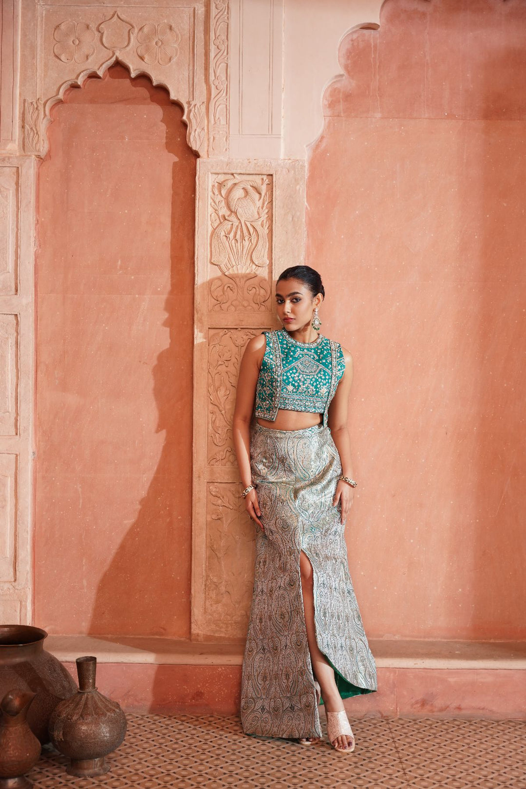 Meher Skirt Set - Emerald Green