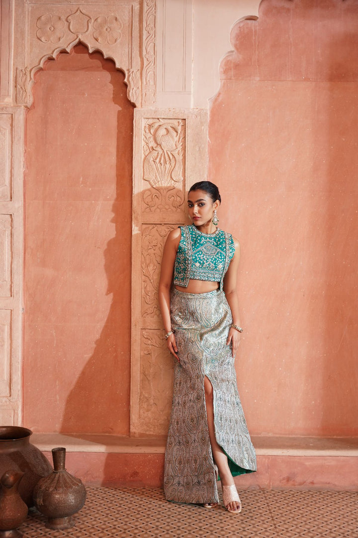 Meher Skirt Set - Emerald Green