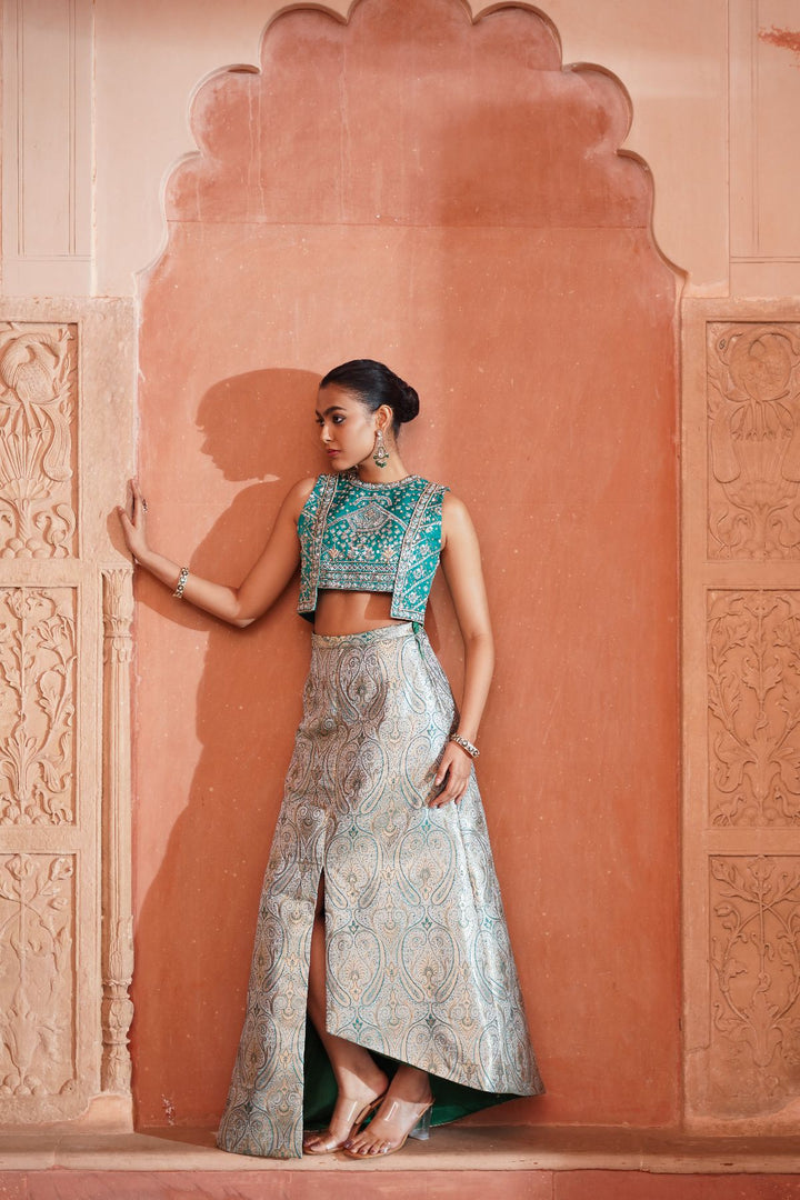 Meher Skirt Set - Emerald Green