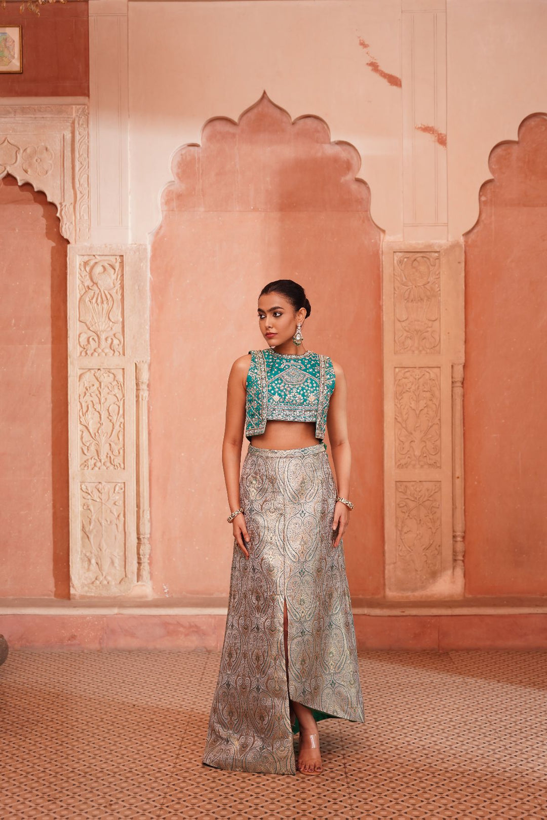 Meher Skirt Set - Emerald Green