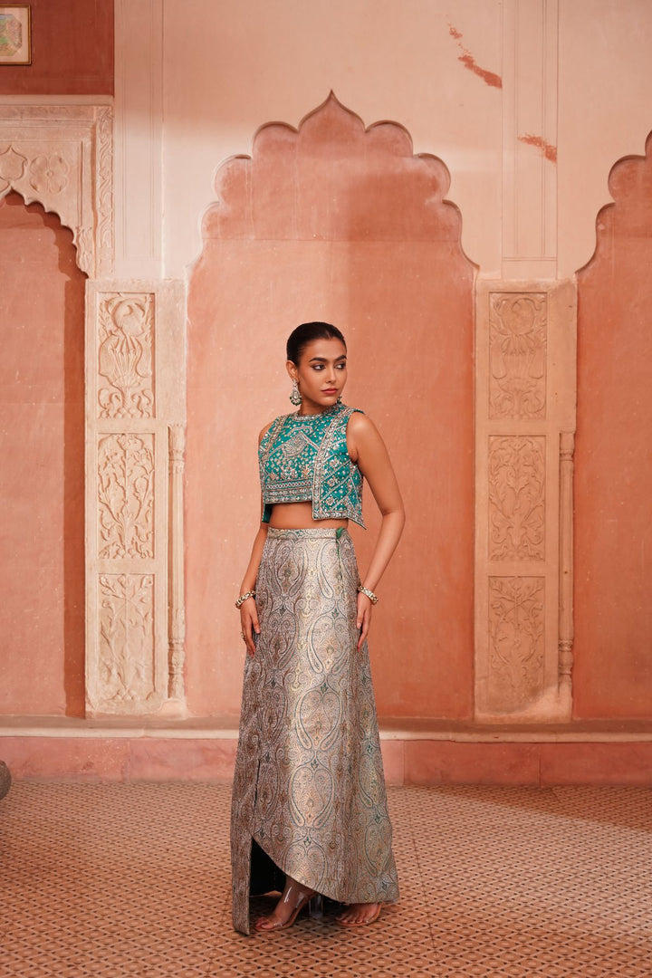 Meher Skirt Set - Emerald Green