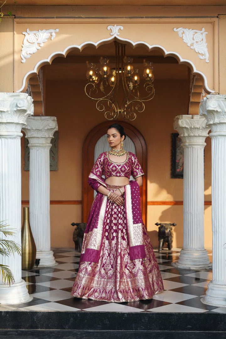 Kaira Silk Lehenga Set - Wine