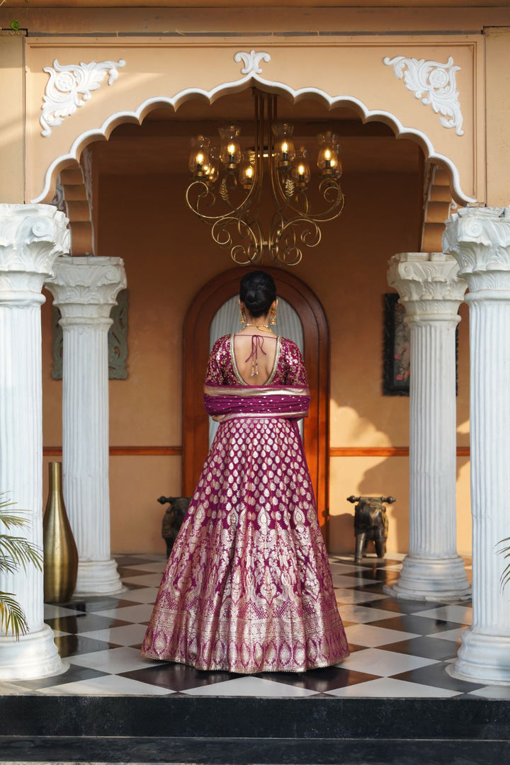 Kaira Silk Lehenga Set - Wine