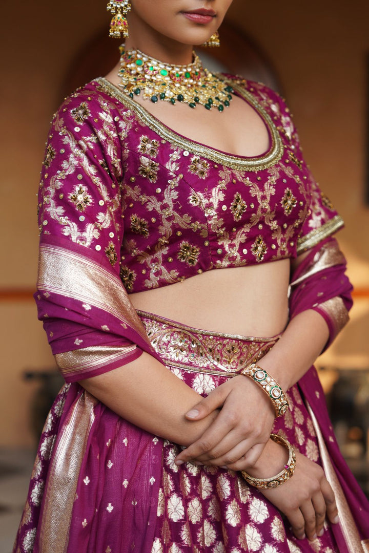 Kaira Silk Lehenga Set - Wine