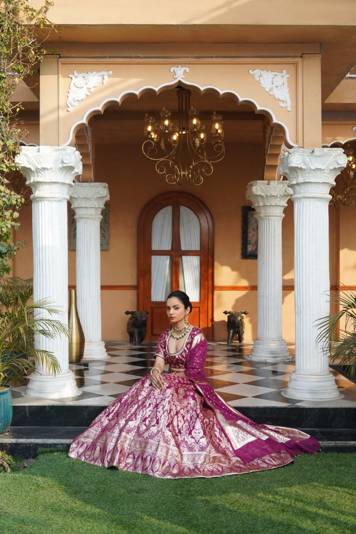 Kaira Silk Lehenga Set - Wine
