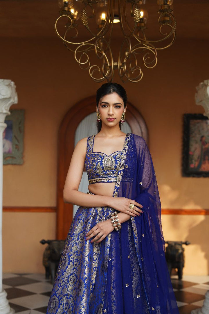 Ruhi Silk Lehenga Set- Cobalt Blue