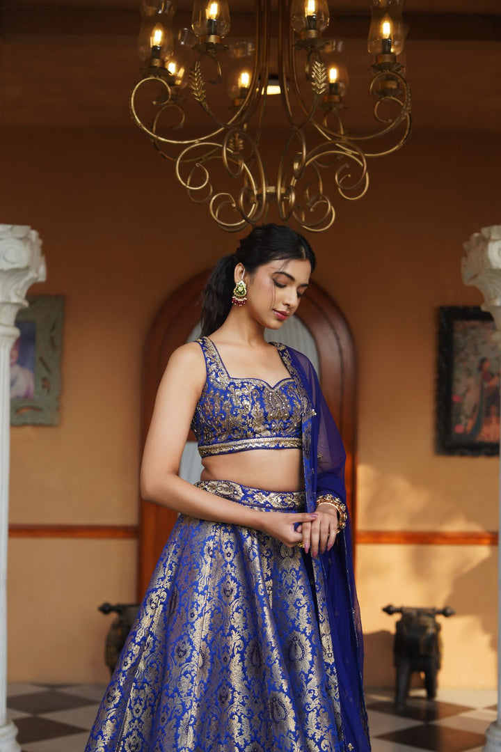 Ruhi Silk Lehenga Set- Cobalt Blue