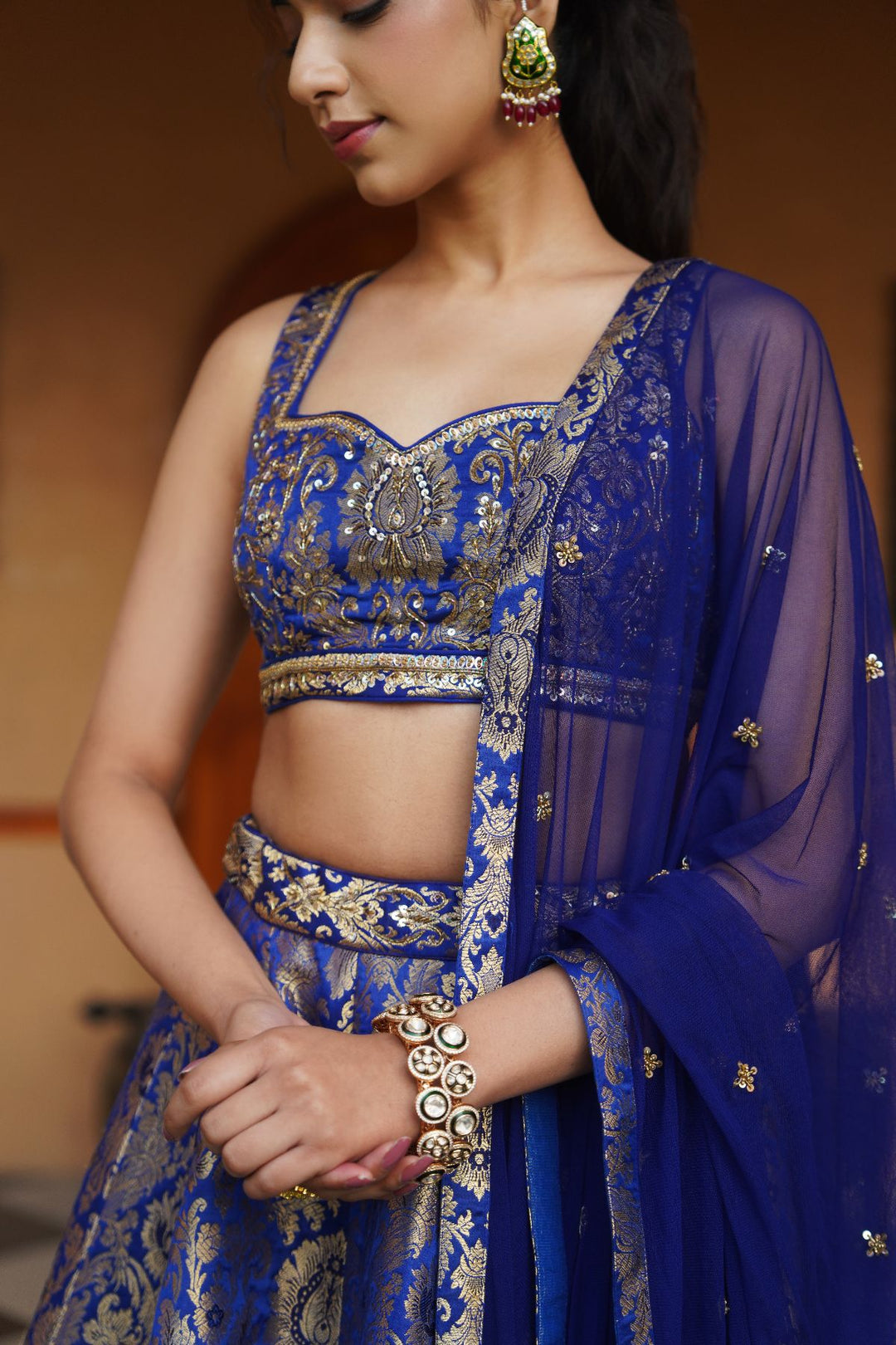 Ruhi Silk Lehenga Set- Cobalt Blue