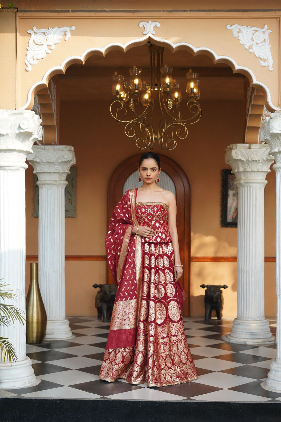Falak Silk  Lehenga Set - Red