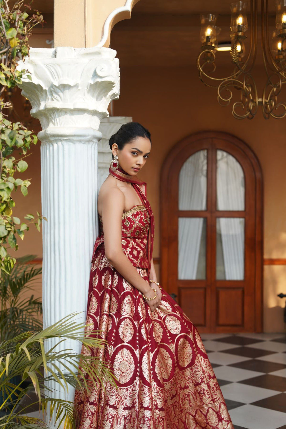 Falak Silk  Lehenga Set - Red