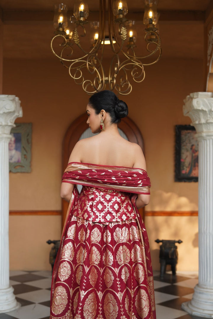 Falak Silk  Lehenga Set - Red