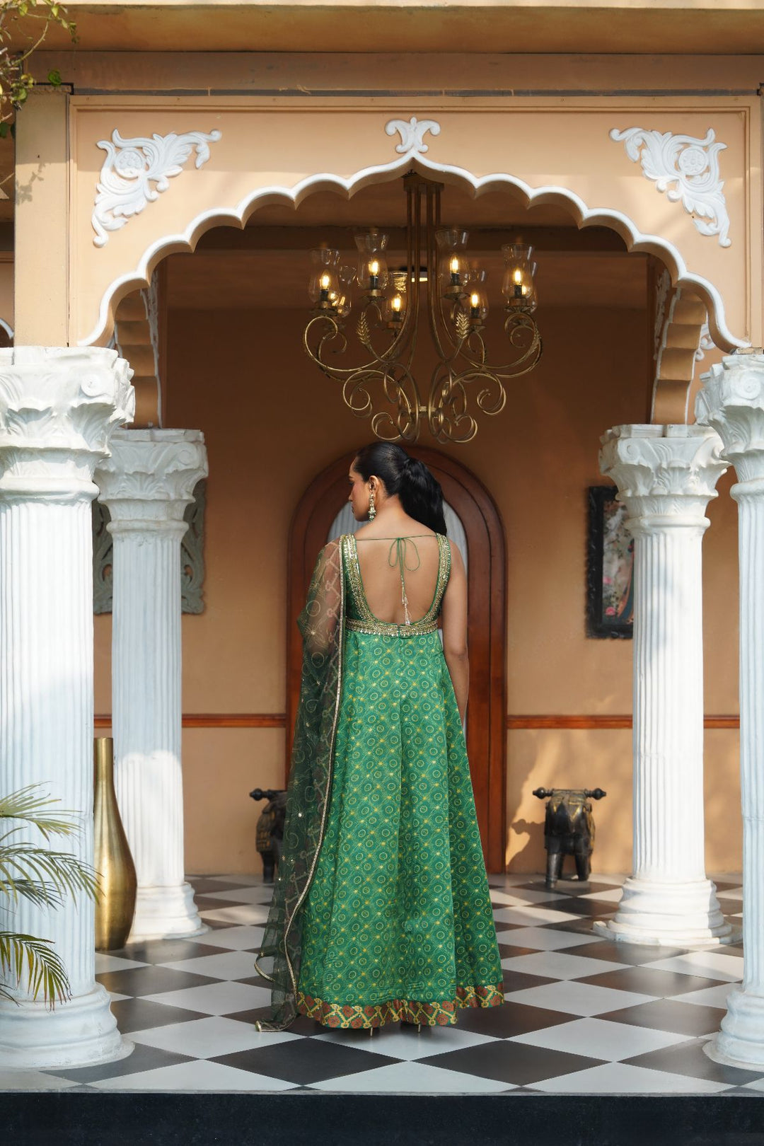 Kimisha Printed Anarkali - Forest Green