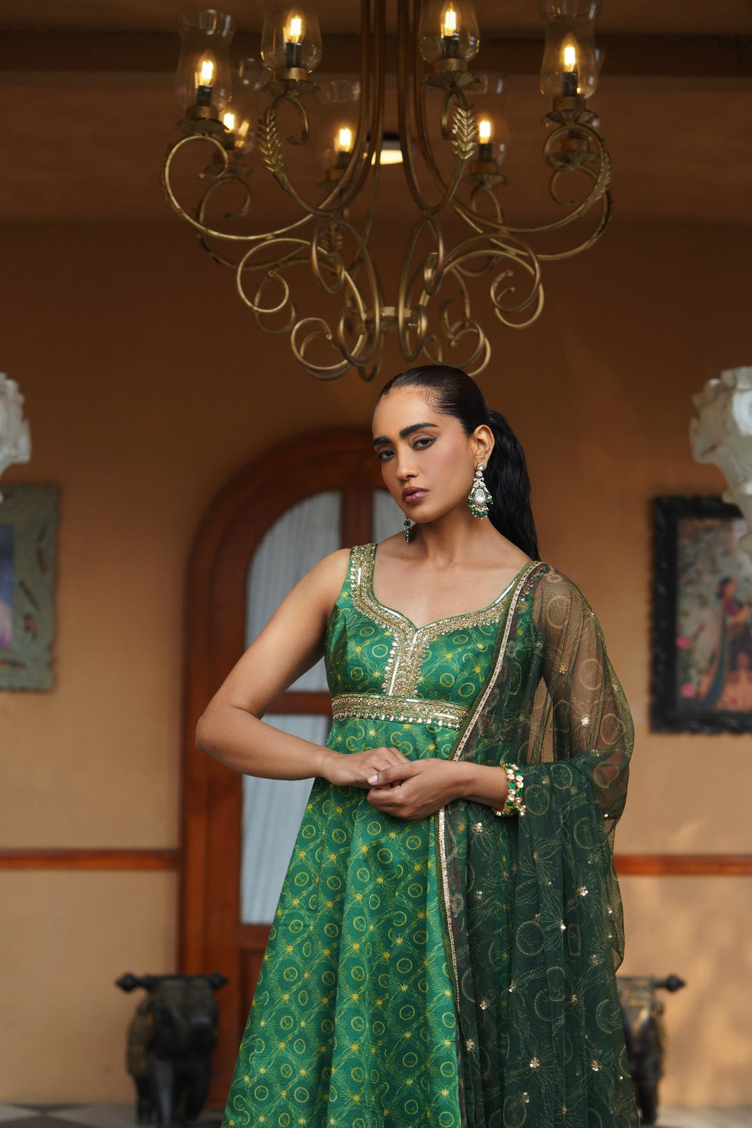 Kimisha Printed Anarkali - Forest Green
