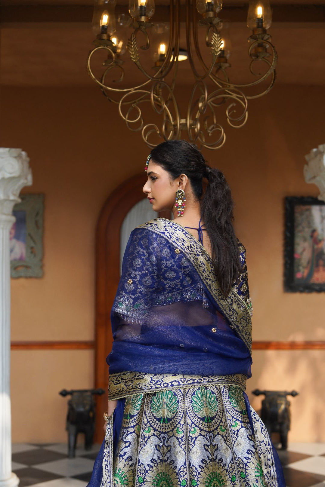 Gul Silk Lehenga Set - Blue