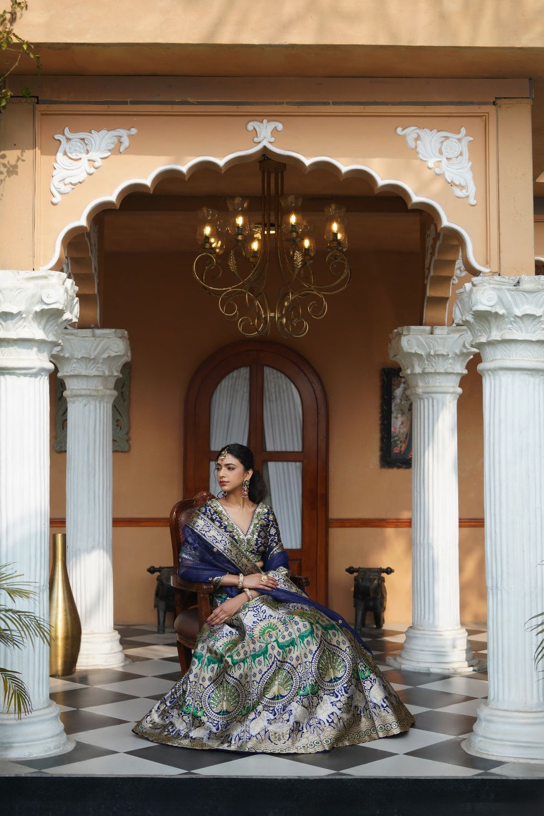 Gul Silk Lehenga Set - Blue