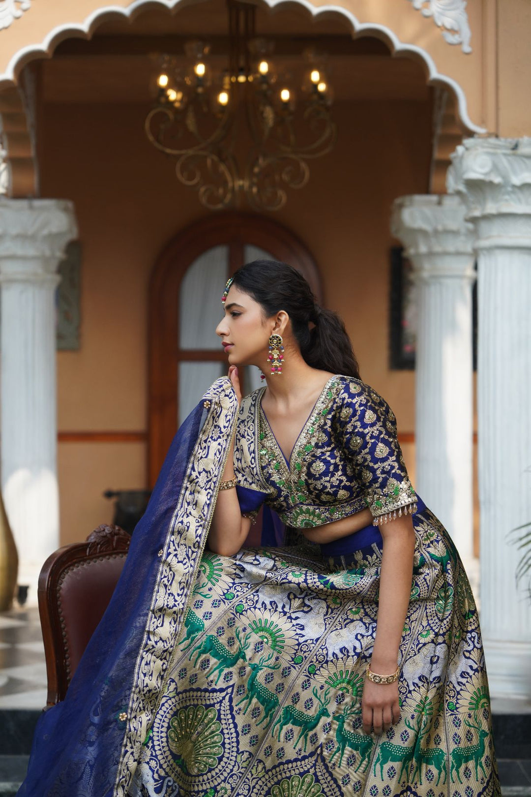 Gul Silk Lehenga Set - Blue
