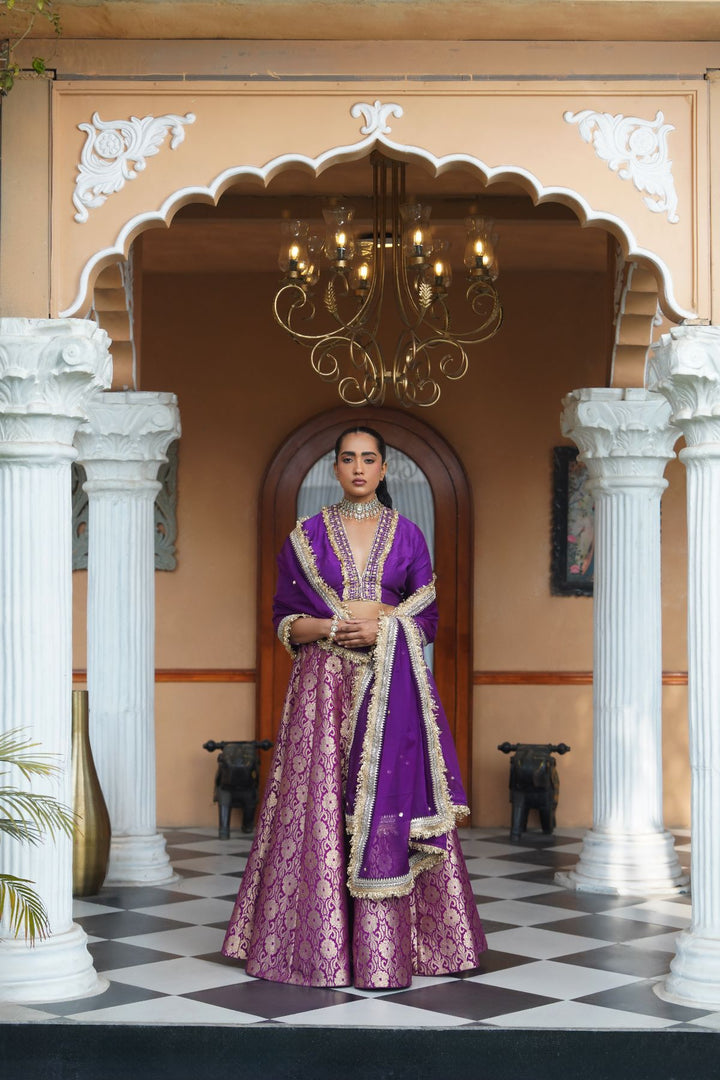 Arwa Silk Lehenga Set - Purple