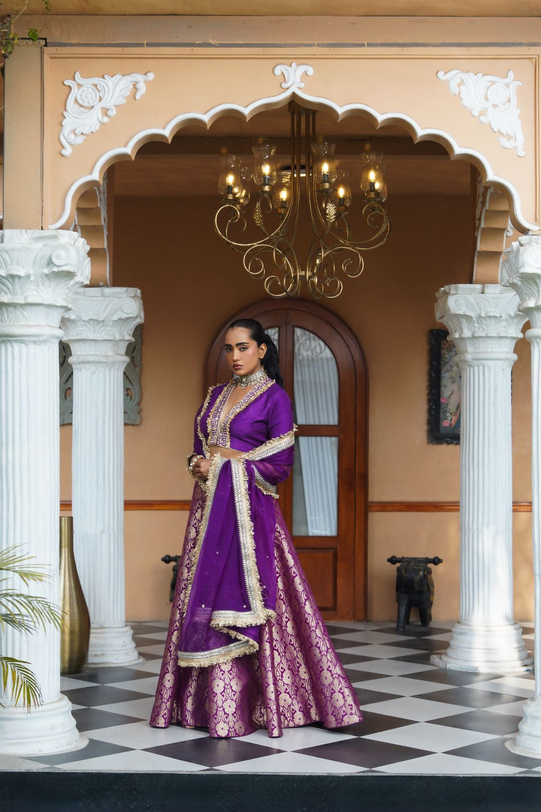 Arwa Silk Lehenga Set - Purple