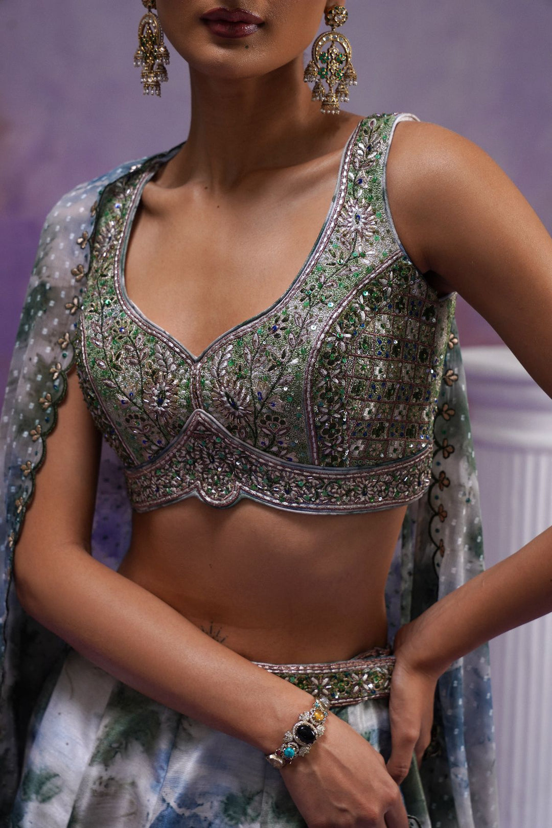 Della Lehenga Set- Green