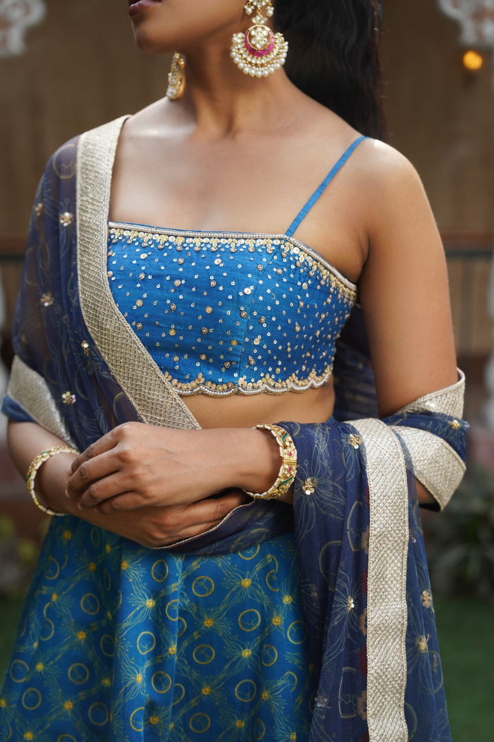 Jade Printed Lehenga Set - Blue