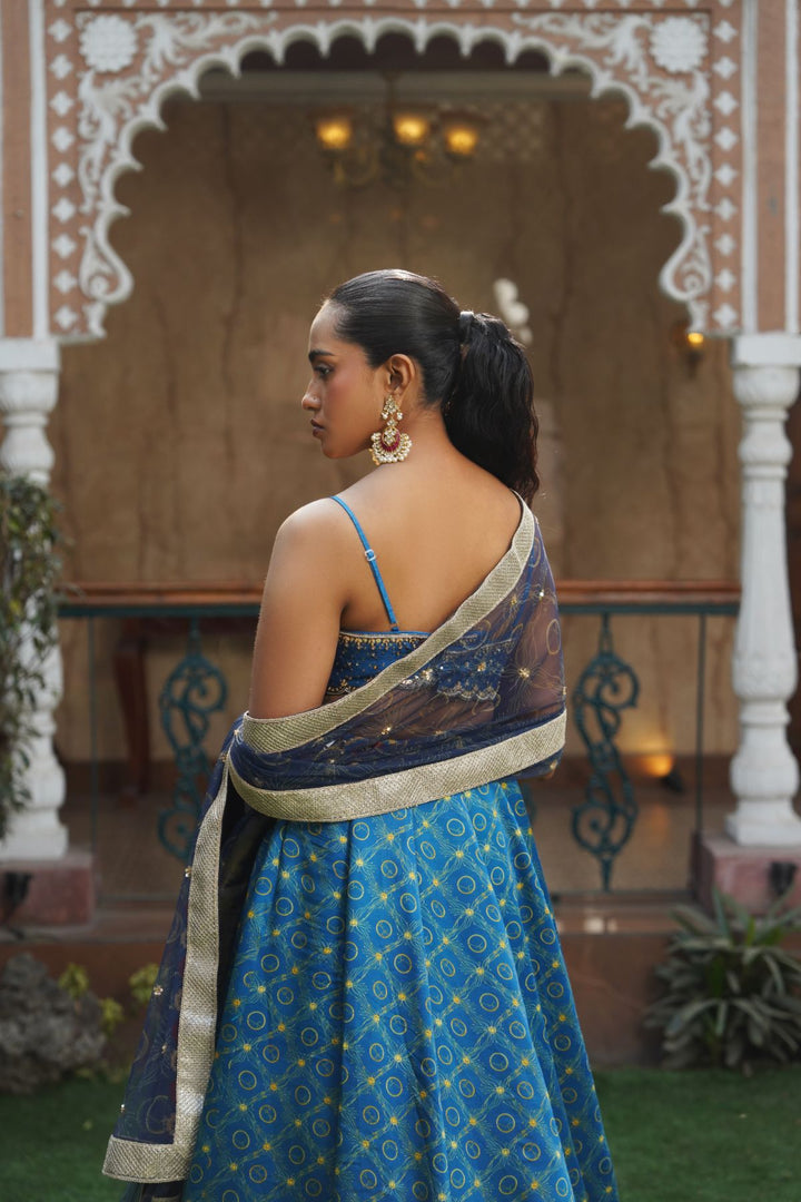 Jade Printed Lehenga Set - Blue