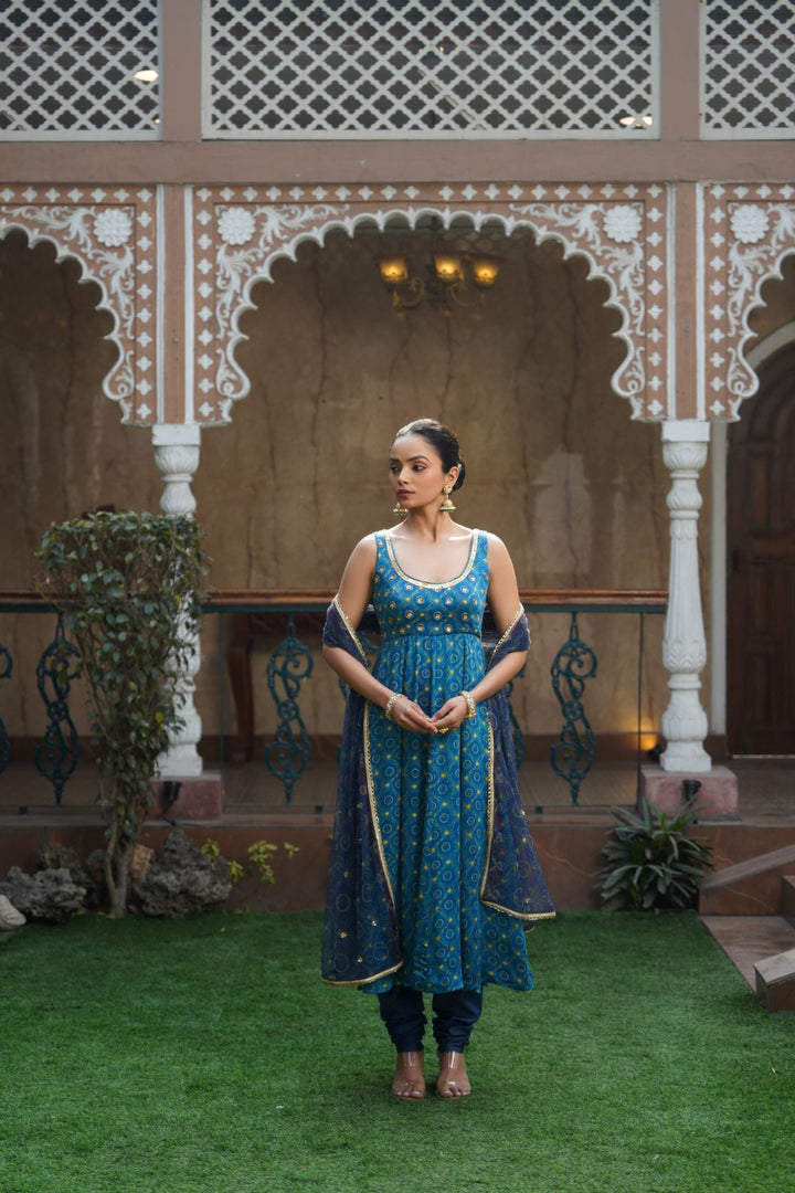 Moira Anarkali Set - Blue