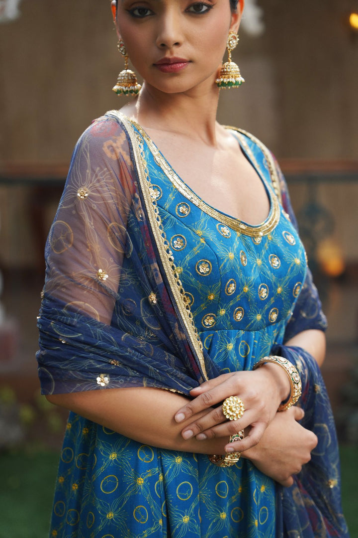 Moira Anarkali Set - Blue