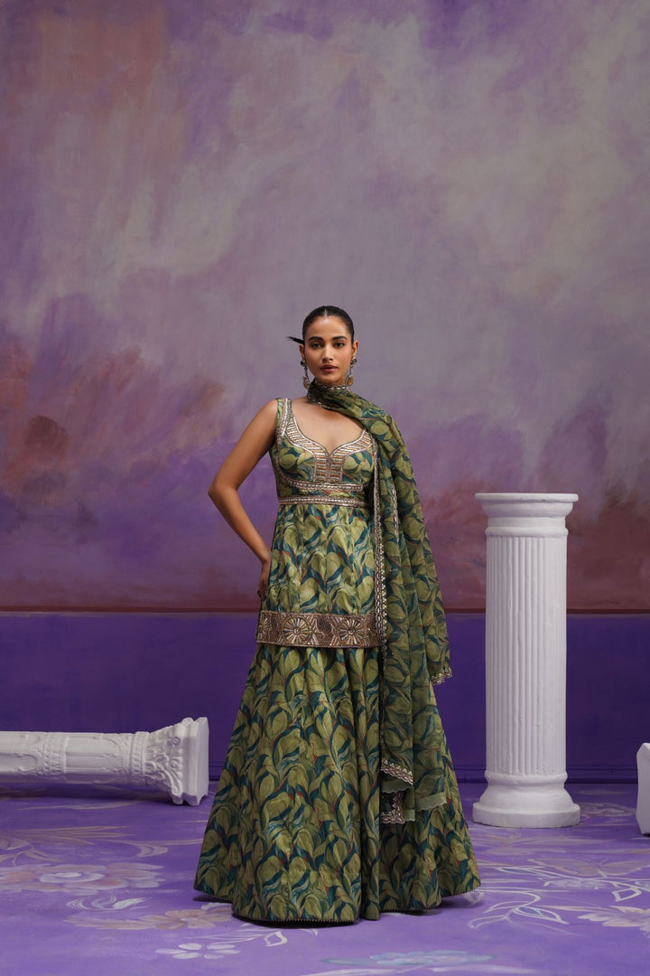 Saya Lehenga Set-Green
