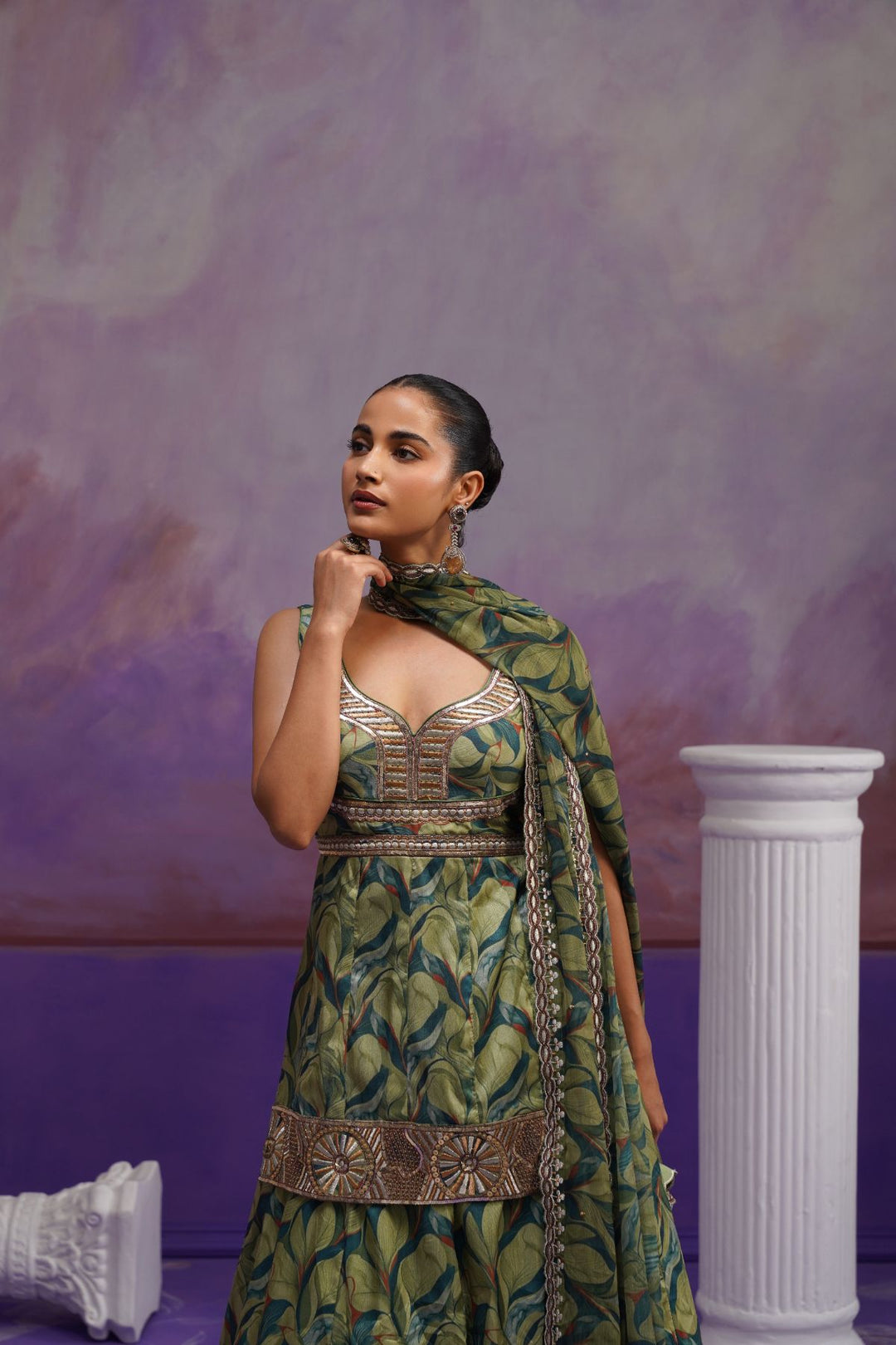 Saya Lehenga Set-Green