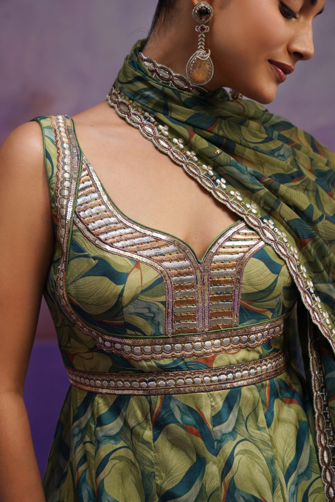 Saya Lehenga Set-Green