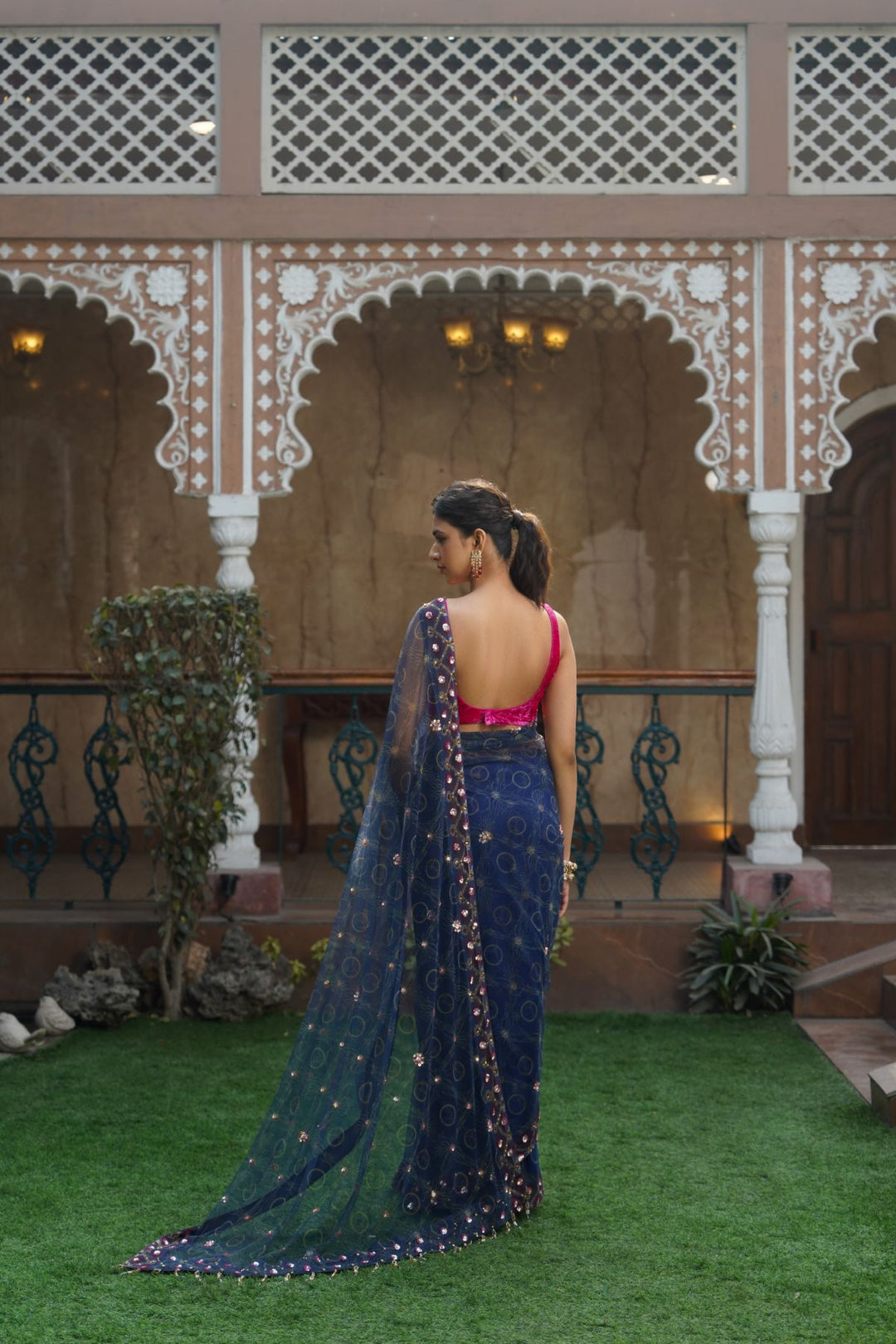 Eunice Net Saree - Blue