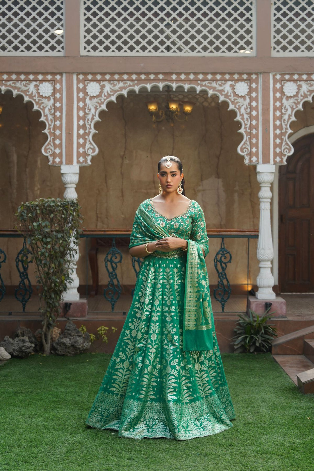 Amina Silk Lehenga Set - Green