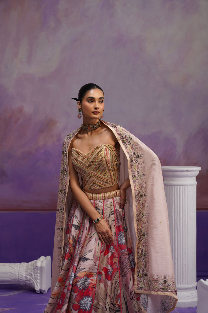 Peony Lehenga Set- Onion Pink