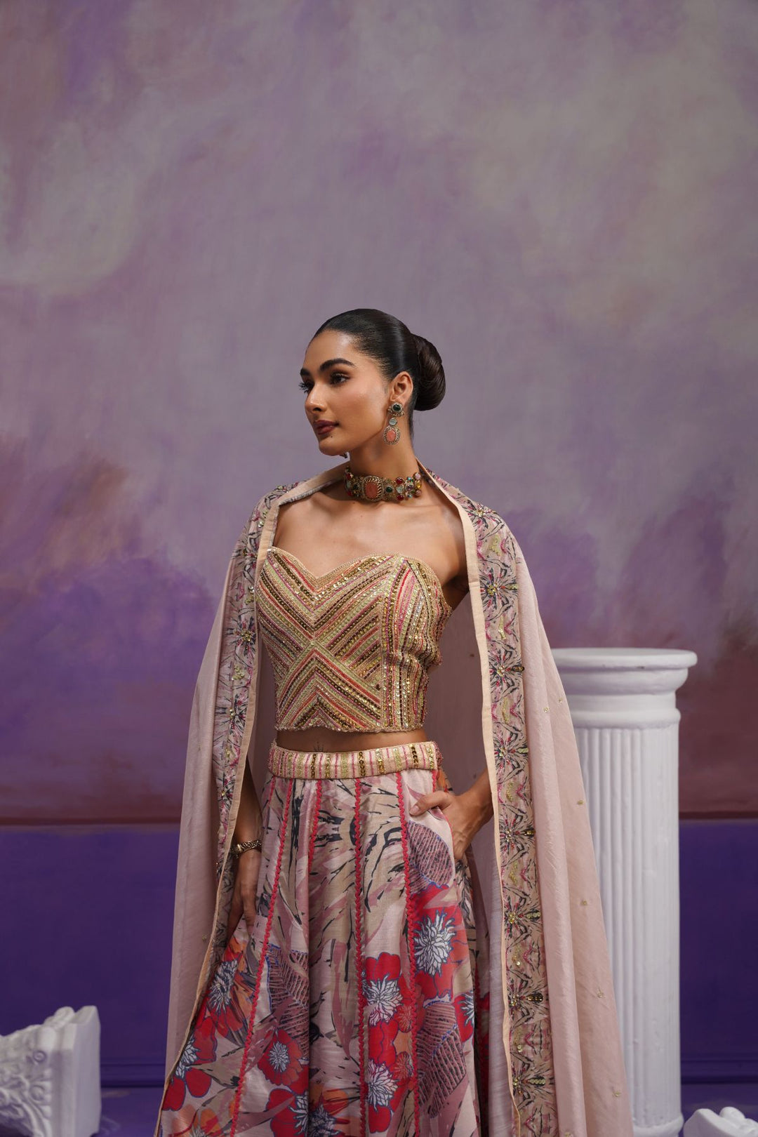 Peony Lehenga Set- Onion Pink
