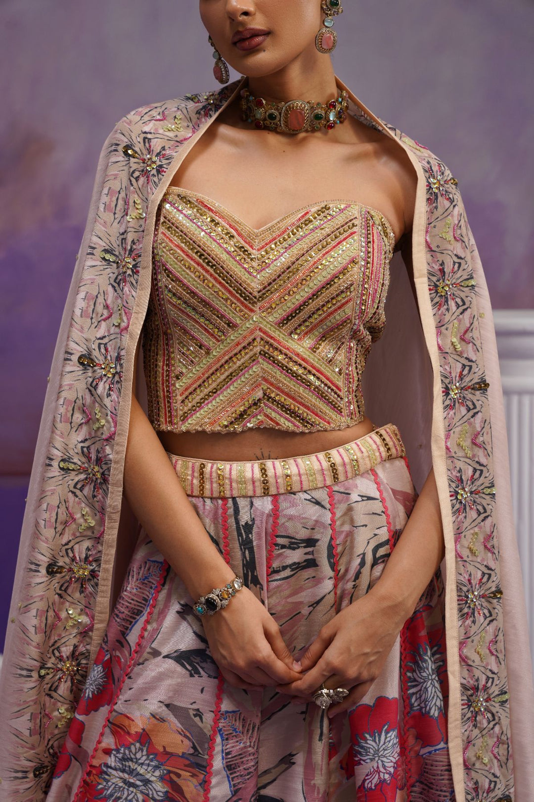 Peony Lehenga Set- Onion Pink
